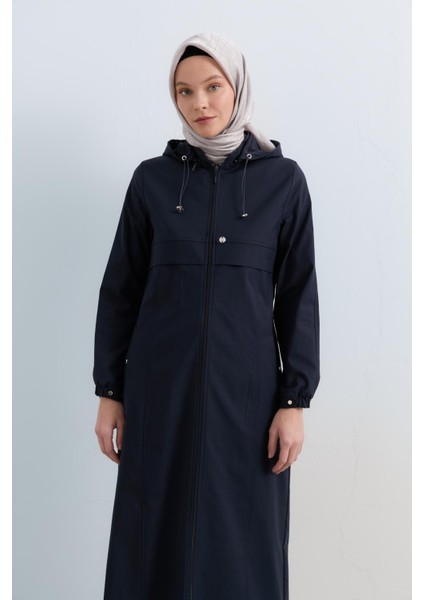 Seyyar Kapşonlu Spor Pardesü Lacivert