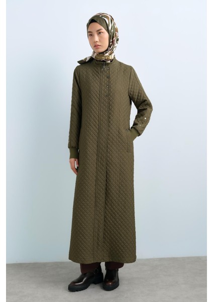 Ince Kapitone Çıt Çıt Detaylı Ribanalı Pardesü Haki fiyatları