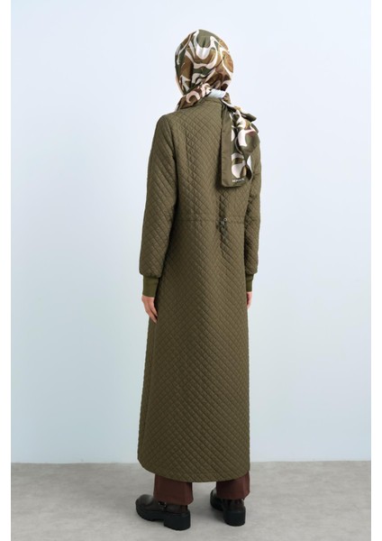 Ince Kapitone Çıt Çıt Detaylı Ribanalı Pardesü Haki fırsatları