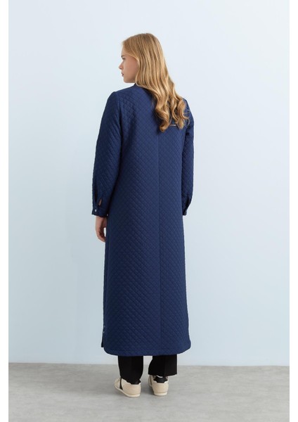 Ince Kapitone Bağcık Detaylı Pardesü Lacivert fırsatları