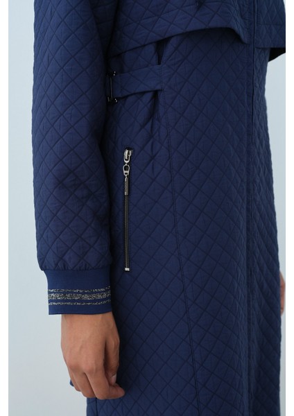 Ince Kapitone Kemer Toka Detaylı Pardesü Lacivert fiyatları