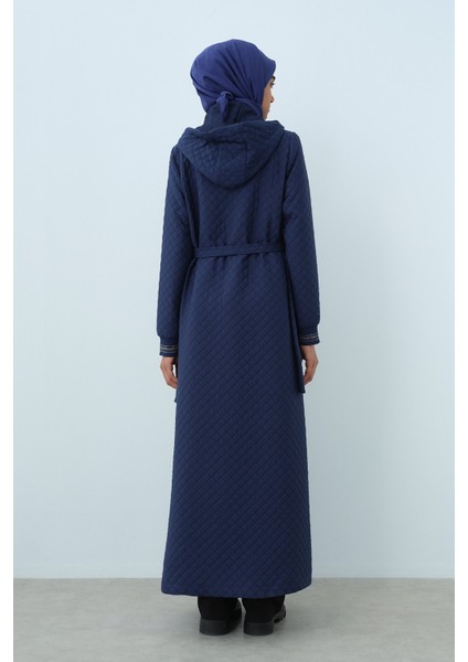 Ince Kapitone Kemer Toka Detaylı Pardesü Lacivert fırsatları