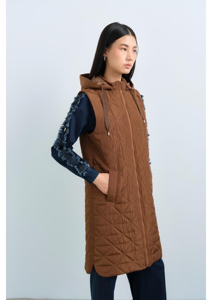 Arkası Ayarlamalı Kapitone Yelek Camel fiyatları