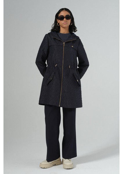 Ince Kapitone Gold Detaylı Kap Lacivert indirimleri