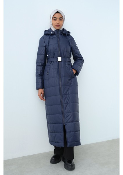 Beli Lastik Kemerli Kapitone Manto Lacivert fiyatları