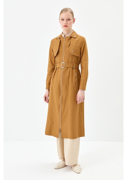 Kemer Detaylı Fermuarlı Kap Camel modelleri