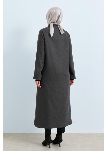 Büyük Beden Bağcık Detaylı Manto Füme fırsatları