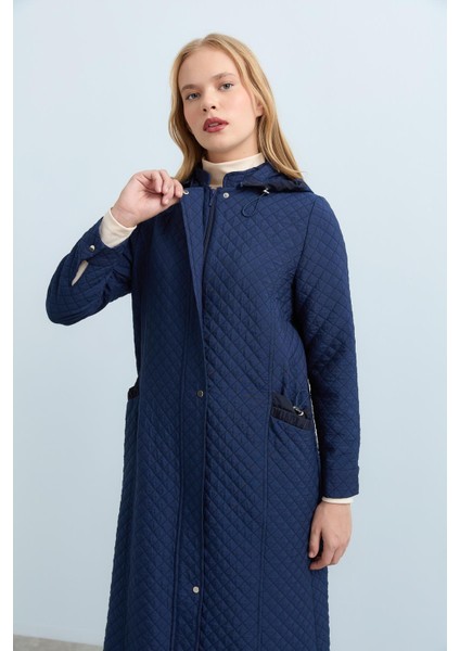 Ince Kapitone Cep Detaylı Spor Kap Lacivert modelleri