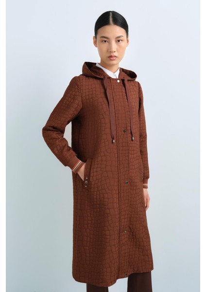 Ince Kapitone Kolları Ribanalı Kapşonlu Kap Kahve fiyatları