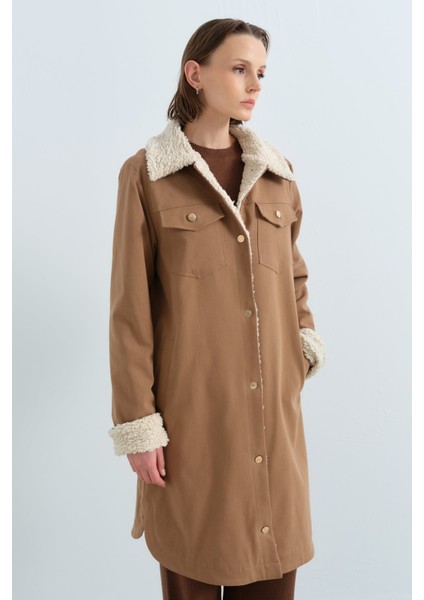 Kürk Astarlı Gabardin Kaban Vizon fırsatları