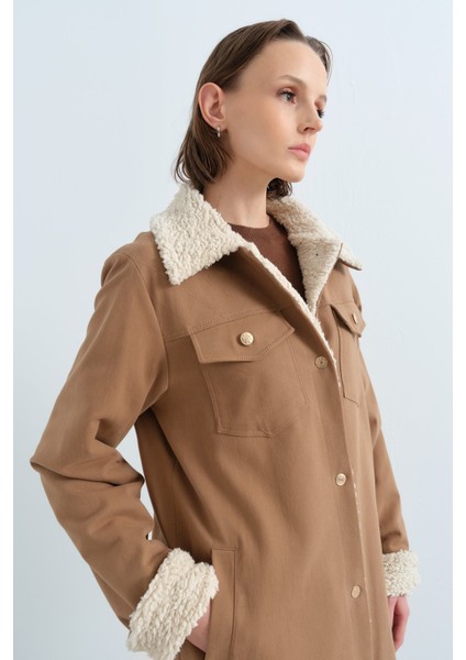 Kürk Astarlı Gabardin Kaban Vizon indirimleri