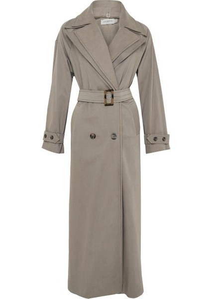 Seyyar Garni Yakalı Pardesü 24K8006 Vizon