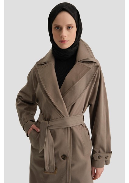 Seyyar Garni Yakalı Pardesü 24K8006 Vizon indirimleri