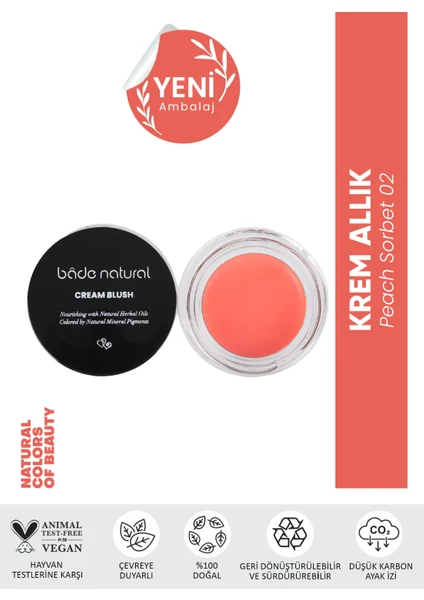 Bade Natural Krem Allık Peach Sorbet 02 %100 Doğal