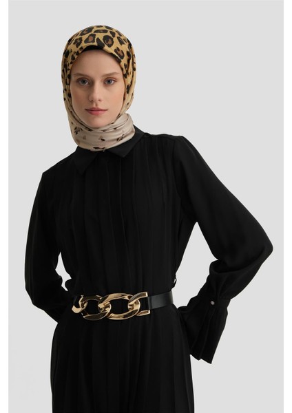 Piliseli Gömlek Elbise 24K9904 Siyah fırsatları