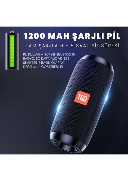 TG-117 Su Geçirmez Fm Radyo Subwoofer Baslı Bluetooth Kablosuz Outdoor Hoparlör
