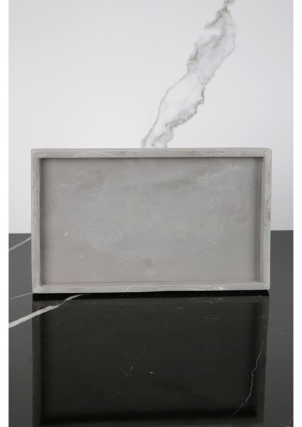 Mermer Desenli Beton Sunum Tabağı Dekoratif Sunumluk Sunum Tepsisi 15 x 25 cm