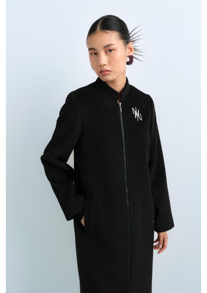 Fermuarlı Basic Kaban Siyah modelleri