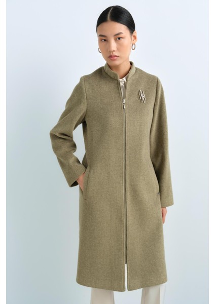 Fermuarlı Basic Kaban Haki modelleri