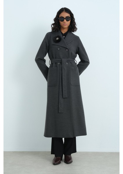 Asimetrik Yakalı Kuşaklı Kaban Füme