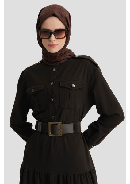 Kemerli Elbise 24K9909 Kahverengi modelleri