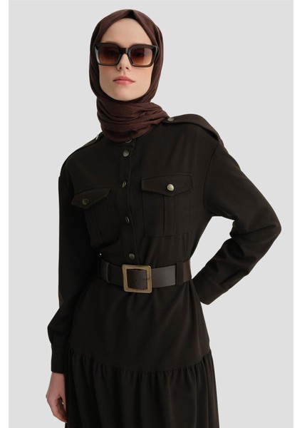 Kemerli Elbise 24K9909 Kahverengi fırsatları