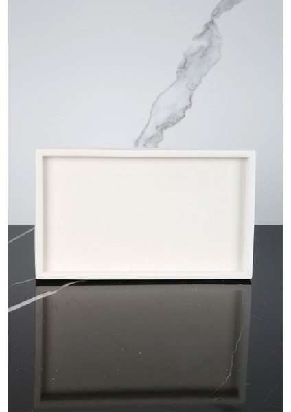 Mermer Desenli Beton Sunum Tabağı Dekoratif Sunumluk Sunum Tepsisi 15 x 25 cm