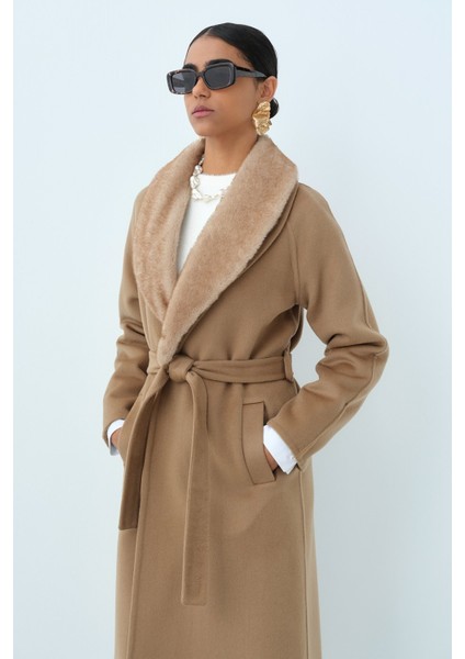 Kürklü Şal Yaka Kuşaklı Kaşmir Kaban Vizon fiyatları