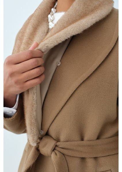 Kürklü Şal Yaka Kuşaklı Kaşmir Kaban Vizon modelleri