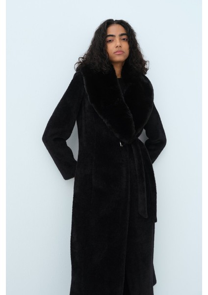 Kürk Yakalı Angora Kaban Siyah modelleri