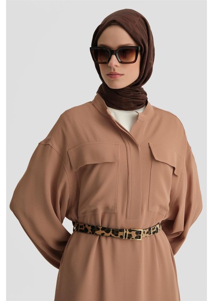 Kapaklı Cepli Elbise ORT9925 Camel modelleri