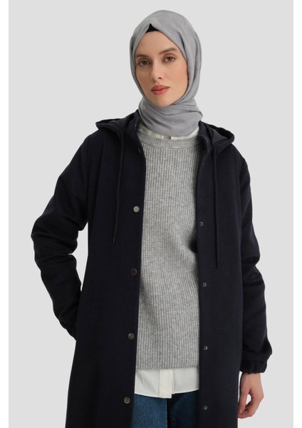 Kapüşonlu Manto 24KH8111 Lacivert