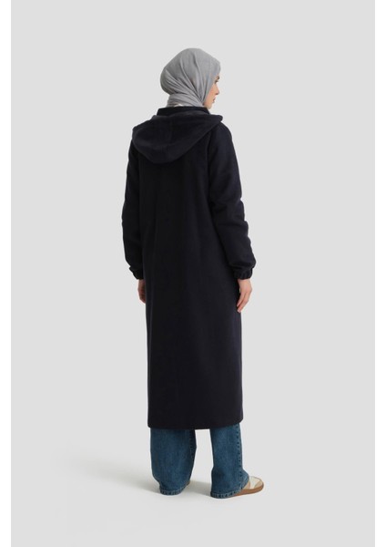 Kapüşonlu Manto 24KH8111 Lacivert