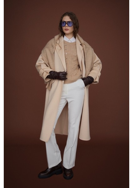 Oversize %100 Yün Kaban Bej fiyatları