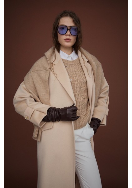 Oversize %100 Yün Kaban Bej fırsatları