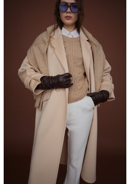 Oversize %100 Yün Kaban Bej indirimleri