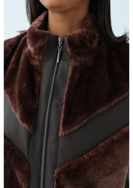 Rahat Kalıp Peluş Mixli Deri Yelek Kahve fiyatları