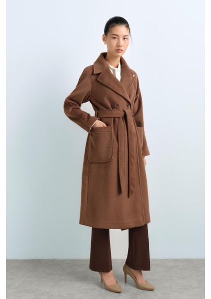 Kruvaze Kapama Kuşaklı Kaban Kahve fırsatları