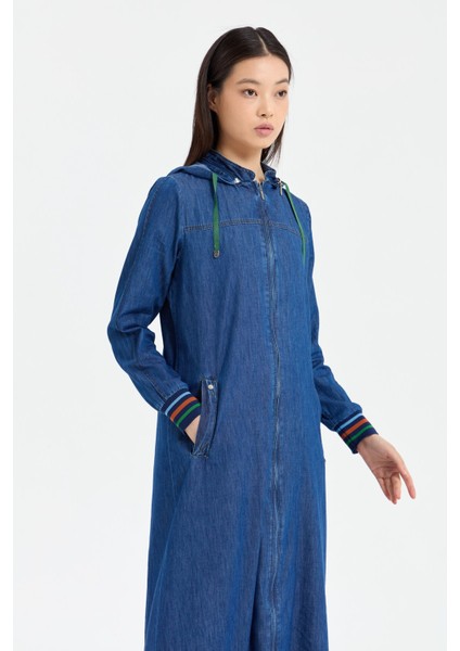 Ribana Detaylı Denim Pardesü Indigo modelleri