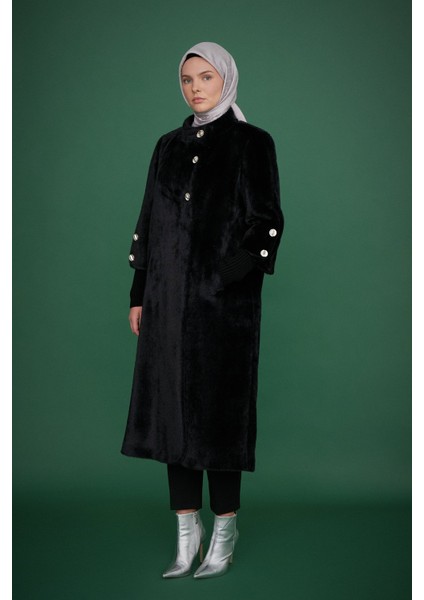 Büyük Beden Angora Kaban Siyah