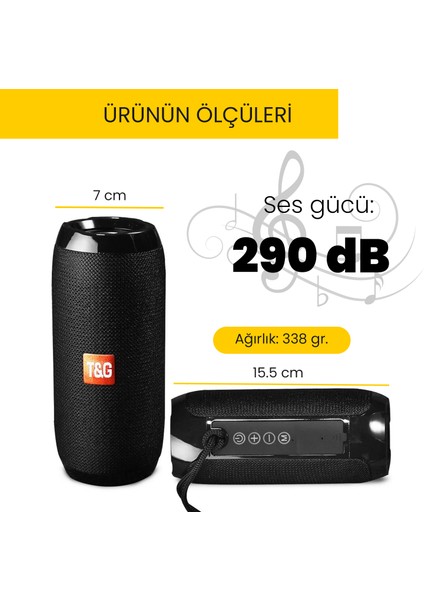 TG-117 Su Geçirmez Fm Radyo Subwoofer Baslı Bluetooth Kablosuz Outdoor Hoparlör
