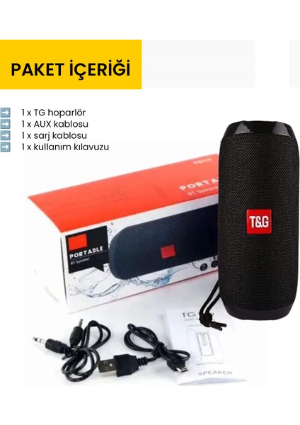 TG-117 Su Geçirmez Fm Radyo Subwoofer Baslı Bluetooth Kablosuz Outdoor Hoparlör