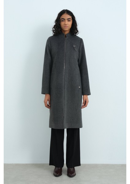 Fermuarlı Basic Kaban Füme