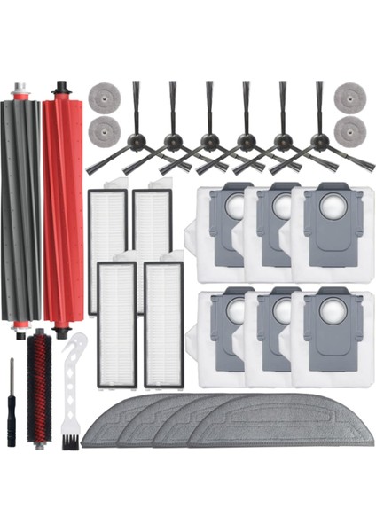 Roborock S8 Maxv Ultra Robot Süpürge Için Uyumlu Aksesuar Seti, Ana Fırça Fırça Rulo Fırça Paspas Pedleri Süpürge Torbaları (Yurt Dışından)