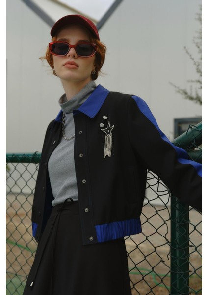 Şerit Detaylı Spor Ceket Siyah