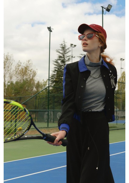 Şerit Detaylı Spor Ceket Siyah modelleri