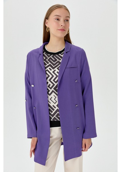 Kolu Katlanabilir Blazer Ceket Mor