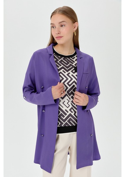 Kolu Katlanabilir Blazer Ceket Mor