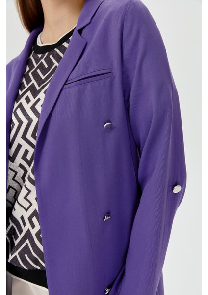 Kolu Katlanabilir Blazer Ceket Mor