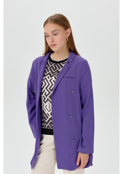 Kolu Katlanabilir Blazer Ceket Mor